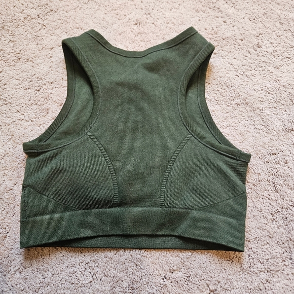 OFFLINE Seamless Zip Front Sports Bra Olive Crew Green Padded Size M - Picture 3 of 10